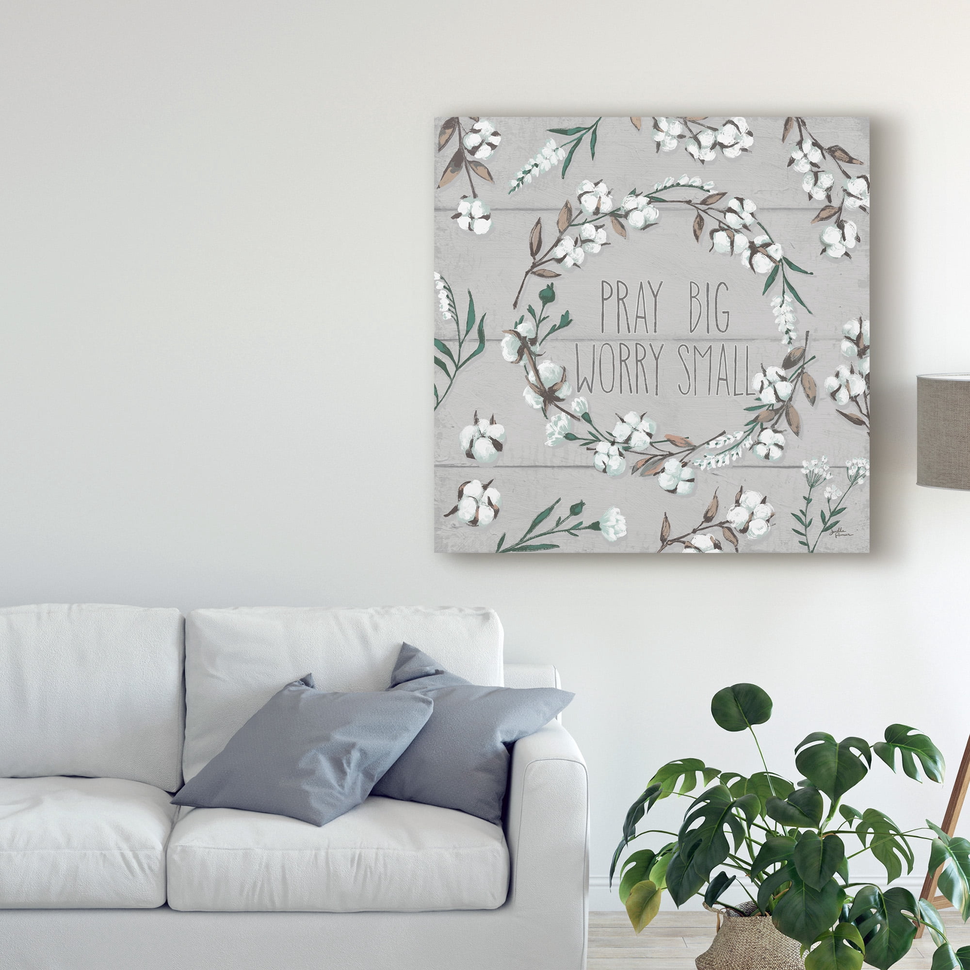 Trademark Fine Art 'Blessed VI Gray Pray Big Worry Small' Canvas Art by Janelle Penner