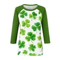thumbnail image 4 of Dwralegc St. Patricks Day Shirts for Women Loose Fit Casual Lucky 3/4 Sleeve Irish Clover Graphic Shamrock Printed Tee Crewneck Cute Saint Patrick's Plus Size Blouses Tunic Tops Green S, 4 of 5
