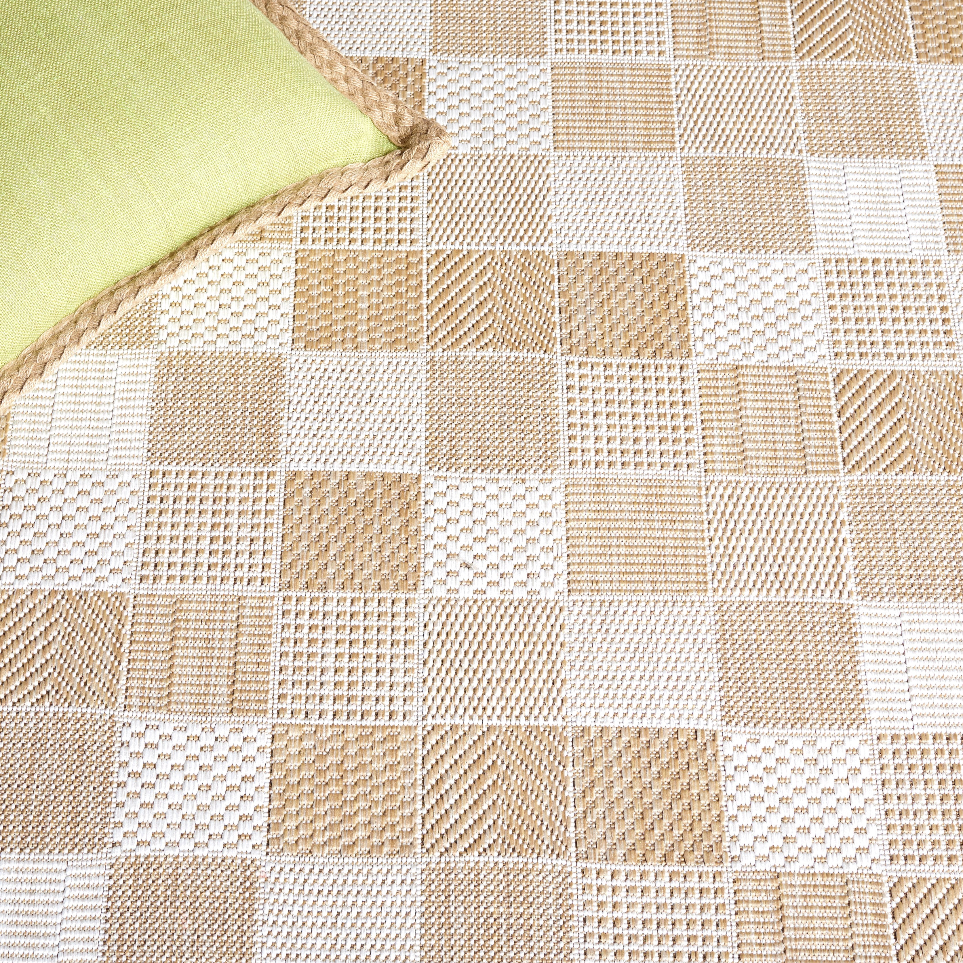 SAFAVIEH Courtyard Raeyln Checkered Indoor/Outdoor Runner Rug, Natural/Beige, 2'2" x 8'
