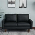thumbnail image 5 of Maklaine Faux Leather Loveseat Modern Sofa for Living Room/Office-Black, 5 of 9
