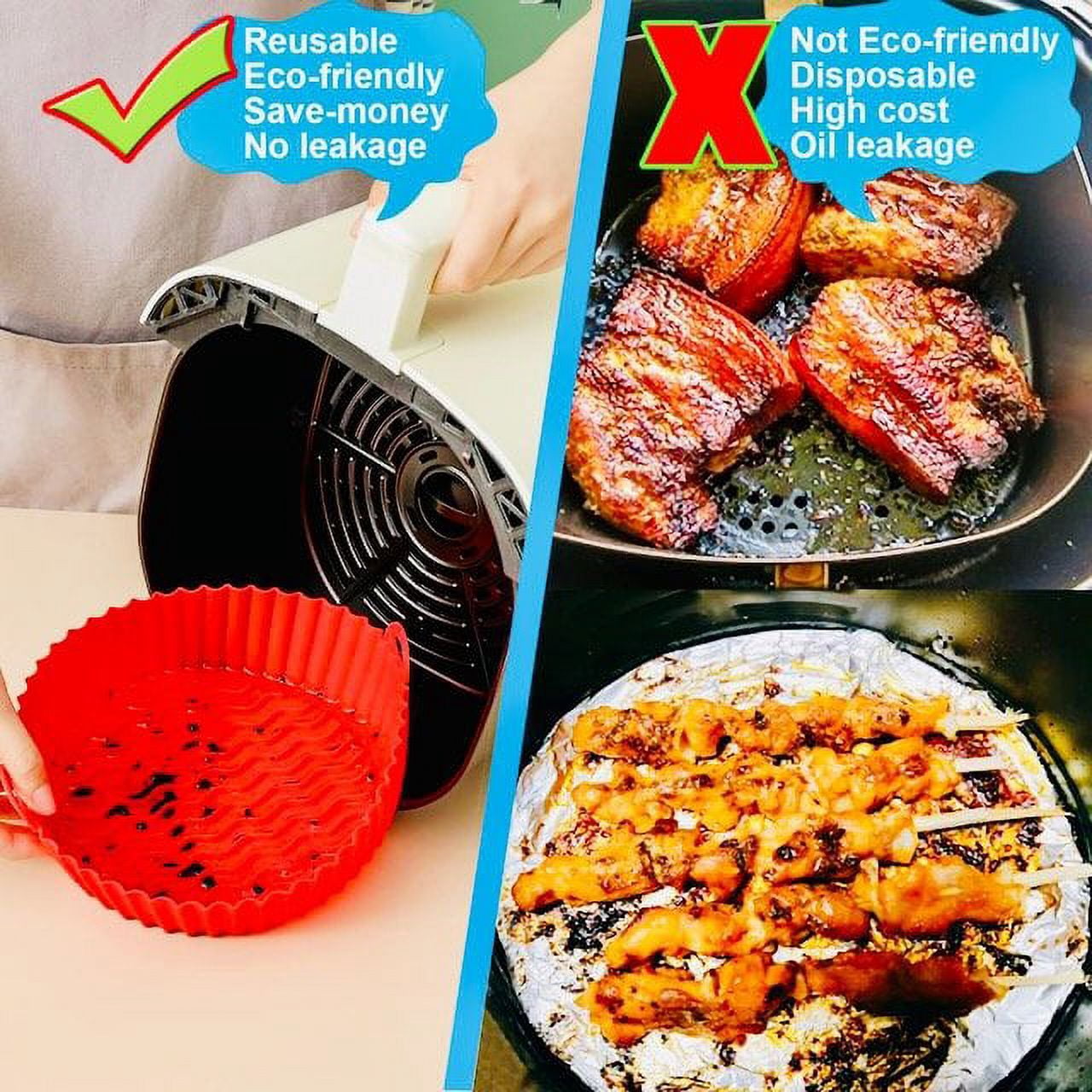 Air Fryer Silicone Basket Liner - Pack of 2