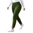 thumbnail image 4 of Stamzod Women's Plus Size Leggings High Elastic Waist Split Yoga Pants Women Slim Fit Stretchy Workout Leggings, 4 of 9