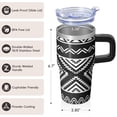 thumbnail image 3 of 20oz Stainless Steel Insulated Mug with Lid and Straw, Bohemian Design Coffee Tumbler, Double Wall Vacuum Travel Cup, Leakproof, 3 of 5