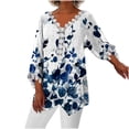 thumbnail image 1 of Mujeres Ocio Elegante Jersey Impreso Encaje Impresión Tres cuartos Manga Cuello en V Tops OAVQHLG3B Store lin121212, 1 of 5
