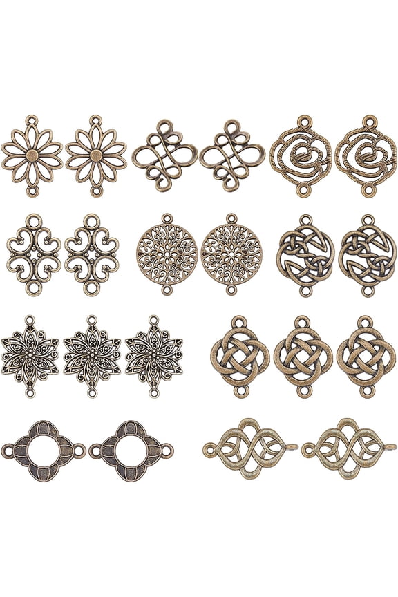 1 Box 60Pcs Celtic Knot Connector for Jewellery Making Antique Bronze Flower Connector Charms Pendants Craft Supplies Jewelry Findings Accessory Necklace Bracelet