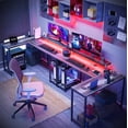 thumbnail image 5 of L Shaped Gaming Computer Desk, 54 Inch Home Office Desk with Power Outlet & LED Strip, Reversible Modern Simple Study Table, Corner Desk with Storage Bag, 5 of 9