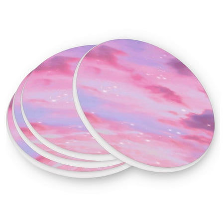 

Round Coasters Modern Style Ceramic Coaster Waterproof and Durable Drink Coaster Coasters set of 4 Customizable Coasters 4pcs Sky Of Pink