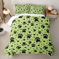 thumbnail image 2 of Homewish Kawaii Dog Paw Quilt Full,Cartoon Pet Full Bedspread Sets,Green,Heart Decor,3pcs, 2 of 7