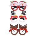 thumbnail image 1 of Paquete de 3 gafas navideñas con marco de plástico, dibujos animados, alce, Papá Noel, muñeco de nieve, accesorios divertidos para gafas, 1 of 5