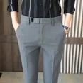 thumbnail image 5 of Pantalones de verano para hombre, pantalones de traje negros rectos para hombre, 9 pantalones cortos, ropa de trabajo, sastrería elegante, ropa clásica, oferta barata hasta 2024, 5 of 5