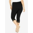 thumbnail image 2 of Roaman's Women's Plus Size Lace Trim Essential Stretch Capri Legging, 2 of 6