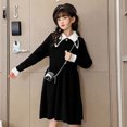 thumbnail image 4 of Wavsuf Children Girls Casual Dresses Knitted Black Children's Clothing Size 130, 4 of 8