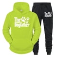 thumbnail image 4 of Sudadera con capucha y pantalón de manga larga con estampado divertido de pata de perro para hombre, conjunto de 2 piezas para amantes de los perros "The Dogfather", 4 of 5