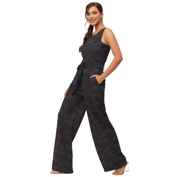 Moomaya Printed Jumpsuits For Women, Sleeveless, Front Cut Out Style Jumpsuit