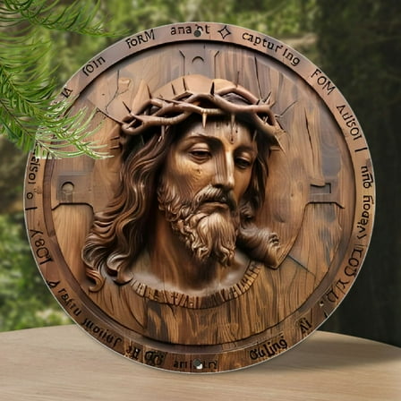 8" Round Aluminum Jesus Christ Wall Art - Unique 2D Religious Decor with Intricate, Perfect for Home, Office, or Bar - Thoughtful Holiday Gift Idea