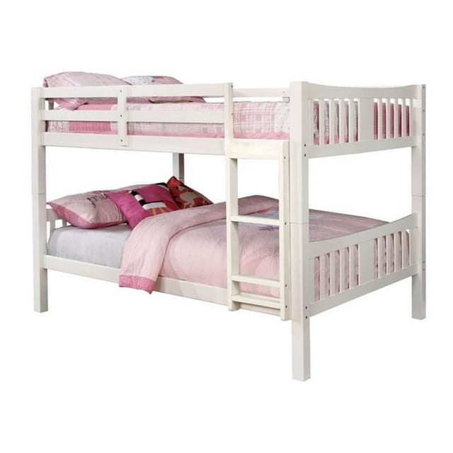 Bowery Hill Lit Superposé Double sur Double en Bois, Blanc