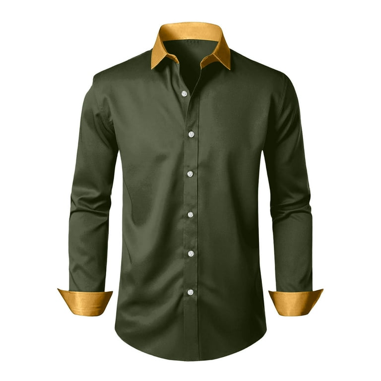 Ronghuan Men's Big and Tall Dress Shirt Long Sleeve Button Down Tops Loose Fit Lapel Shirts Oversize Formal T-Shirt, Size: Medium, Green Ronghuan Men's Big and Tall Dress Shirt Long Sleeve Button Down Tops Loose Fit Lapel Shirts Oversize Formal T-Shirt, Size: Medium, Green
