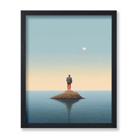 Poster Master Man In The Middle of the Ocean Poster - Meditation Print - Trendy Art - Modern Art - Gift for Men & Women - Minimal Decor for Living Room, Ocean or Beach House - 8x10 UNFRAMED