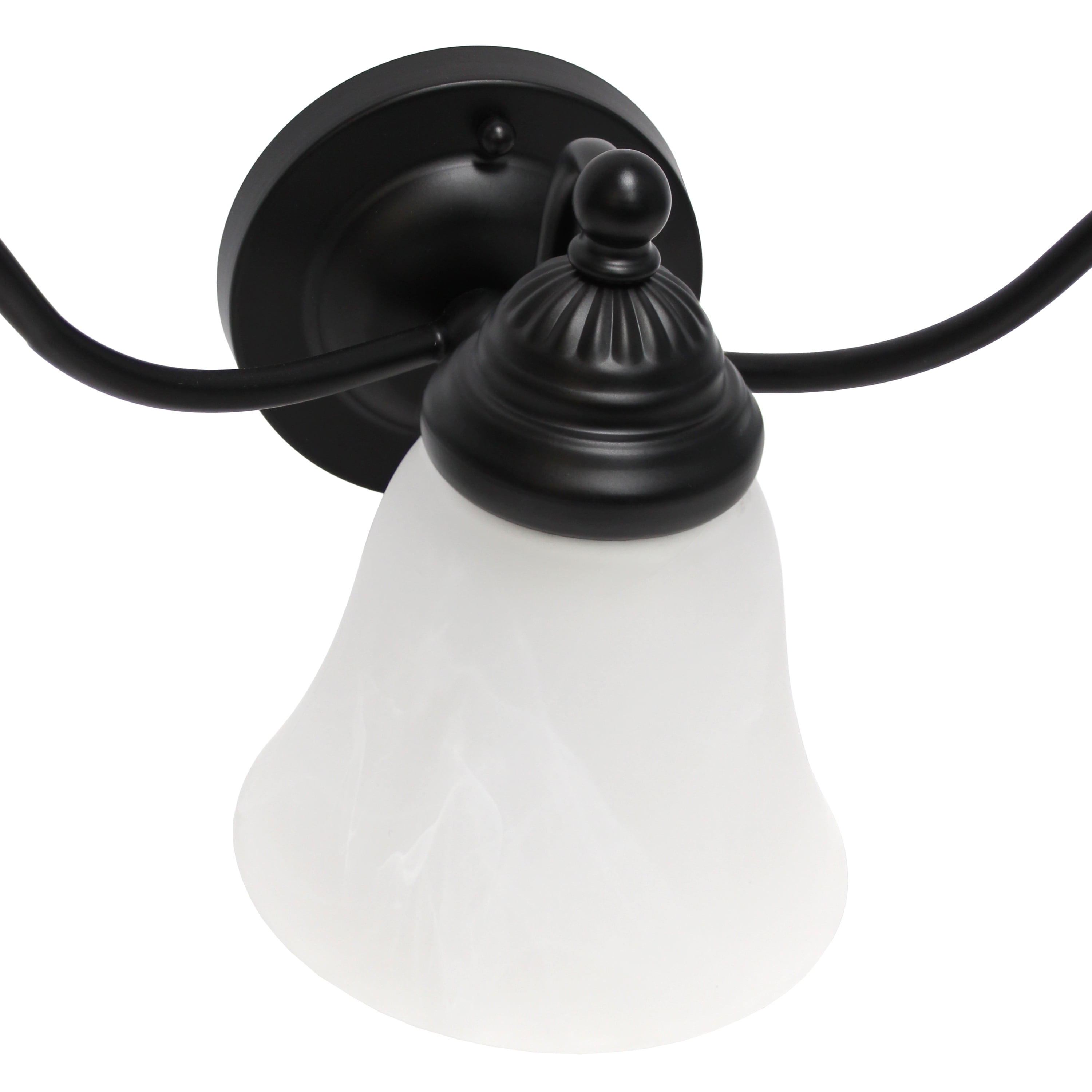19.25" Classic 3 Light Winding Metal And Frosted Marble White Bell Shape Glass Shades Wall Mounted Vanity Fixture -
