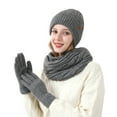 thumbnail image 2 of SYMOID Female Wool Winter Set: Gray Knit Hat Scarf Gloves, Touchscreen Compatible, One Size Fits All for Cold Weather Daily & Outdoor Use,Size Free Size, 2 of 3