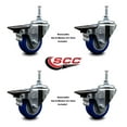 thumbnail image 2 of 3 Inch Blue Polyurethane 12MM Threaded Stem Caster Set with Brake, 2 of 2