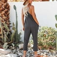 thumbnail image 5 of Idoravan Jumpsuit for Women Clearance Womens Fashion Summer Solid Pocket Casual Sleeveless Suspender Jumpsuit, 5 of 9