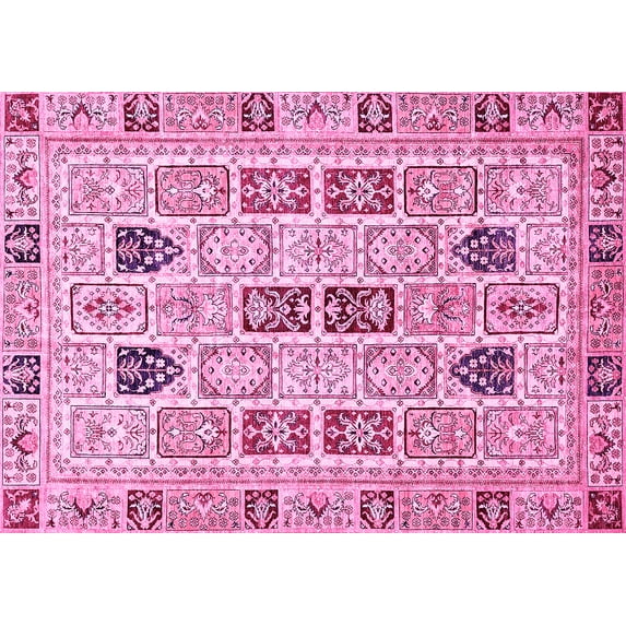 Ahgly Company Indoor Rectangle Abstract Pink Modern Area Rugs, 5' x 8'