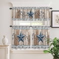 thumbnail image 6 of Blue Texas Star Curtain Valances Set Vintage Blue Star Berry Brown Beige Wood Grain Kitchen Curtains 36&nbsp;inch Length Rod Pocket Valance and Tiers 3 Piece Set Small Bedroom Bathroom Laundry Decor, 6 of 9