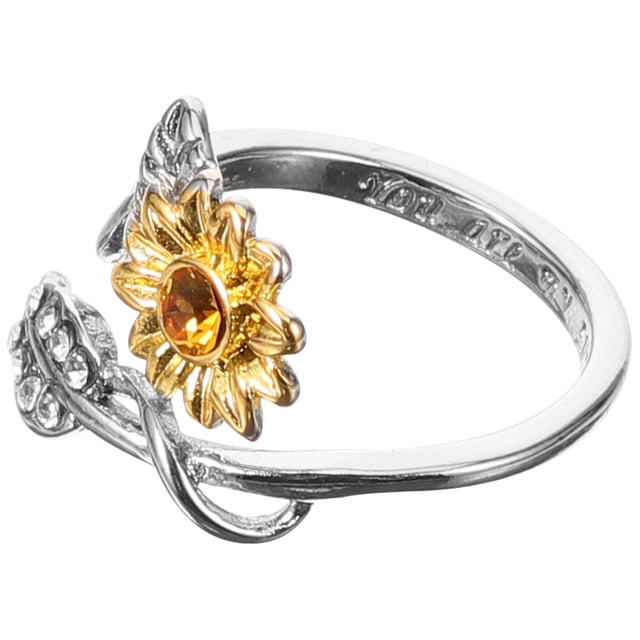 Hytrove Anillo Ajustable Girasol Con Multicolor Para Mujer Abierto Estético
