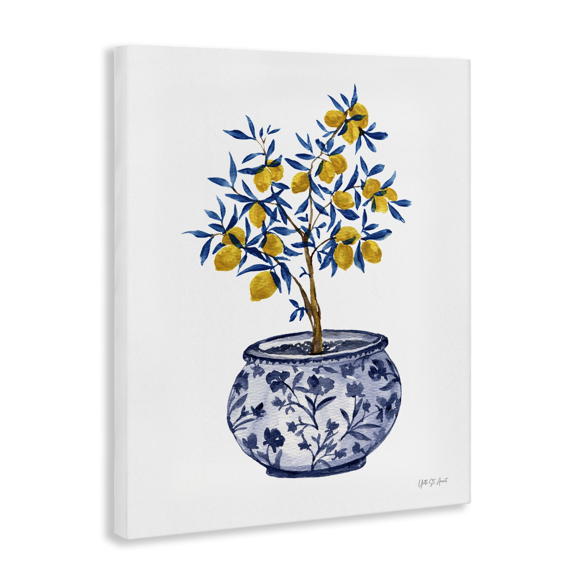 Stupell Industries Lemon Tree in Chinoiserie Food & Beverage Painting Wrapped Canvas Art Print Wall Art, 30 x 40