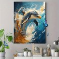 thumbnail image 4 of Qisvanset Framed Canvas Wall Art 12x16 Inch Dolphin Ocean Wave Coastal Beach House Wall Art, 4 of 5