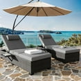 thumbnail image 1 of Patio Furniture Outdoor PE Wicker Chaise Lounge Set of 2, Patio Rattan Wicker Chaise Lounge Chair, Brown Pool Lounge Chairs Adjustable Backrest Recliners with Grey Cushion, 1 of 1