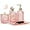 Pink, variant on Pink Bathroom Accessories Set, 4 Pcs Glass Bathroom Accessory Sets, Soap Dispenser, Toothbrush Holder, Qtip Holder, Vanity Tray