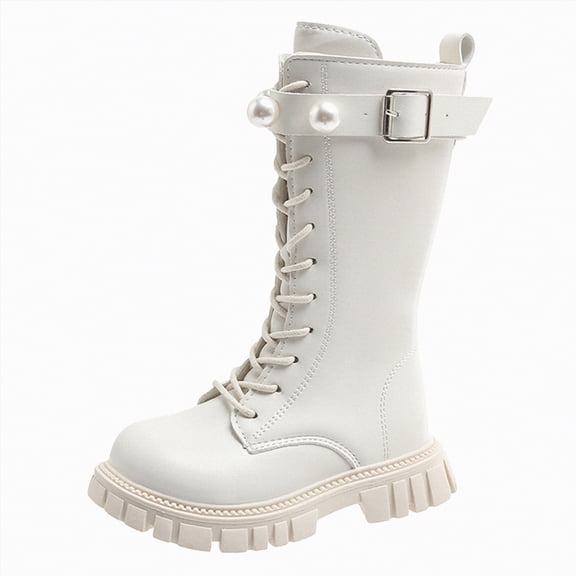 CAICJ98 Boots for Girls Knee High Lace Up Side Zipper Mid Calf Combat Boots Sparkly Rainbow Winter Girls Riding Boots (Little Kid/Big Kid),3