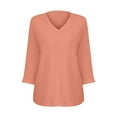 thumbnail image 5 of Bovemsi Womens Tops 3/4 Length Sleeve V Neck Casual Tunic Tops Basic Shirts Loose Fit Blouse, Pink Women's Summer Short Sleeve T-Shirts, XXL, 5 of 5
