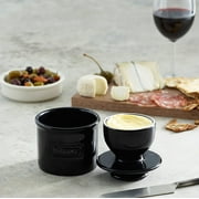 Butter Bell® Crock – Café Retro Midnight Black Ceramic Butter Holder with Lid, Keeper for Spreadable Butter