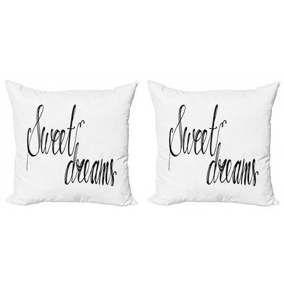 Ambesonne Saying Throw Pillow Cover 2 Pack, Polite Happy Mood, 24", Black and White