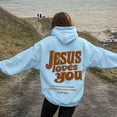 thumbnail image 4 of zaveiop Jesus Loves You Hoodie Womens Christian Sweatshirt Christian Hoodies Oversized Jesus Sweatshirt Long Sleeve Pullover (Z-Sky Blue, 3XL), 4 of 6