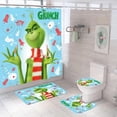 thumbnail image 1 of Stole - Juego de 4 cortinas de ducha navideñas de 71.7 x 71.7 in con alfombrilla antideslizante, tapa de inodoro y alfombrilla de baño, decoración de baño navideña, invierno y vacaciones, 1 of 5