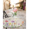 thumbnail image 4 of Fitted Round Tablecloths Table Covers 36-44in,Tulip and Lavender Floral on Burlap Waterproof Elastic Edged Table Cloth for Kitchen Dining Holiday Party Tables Decor,Watercolor Blossom Flower, 4 of 6