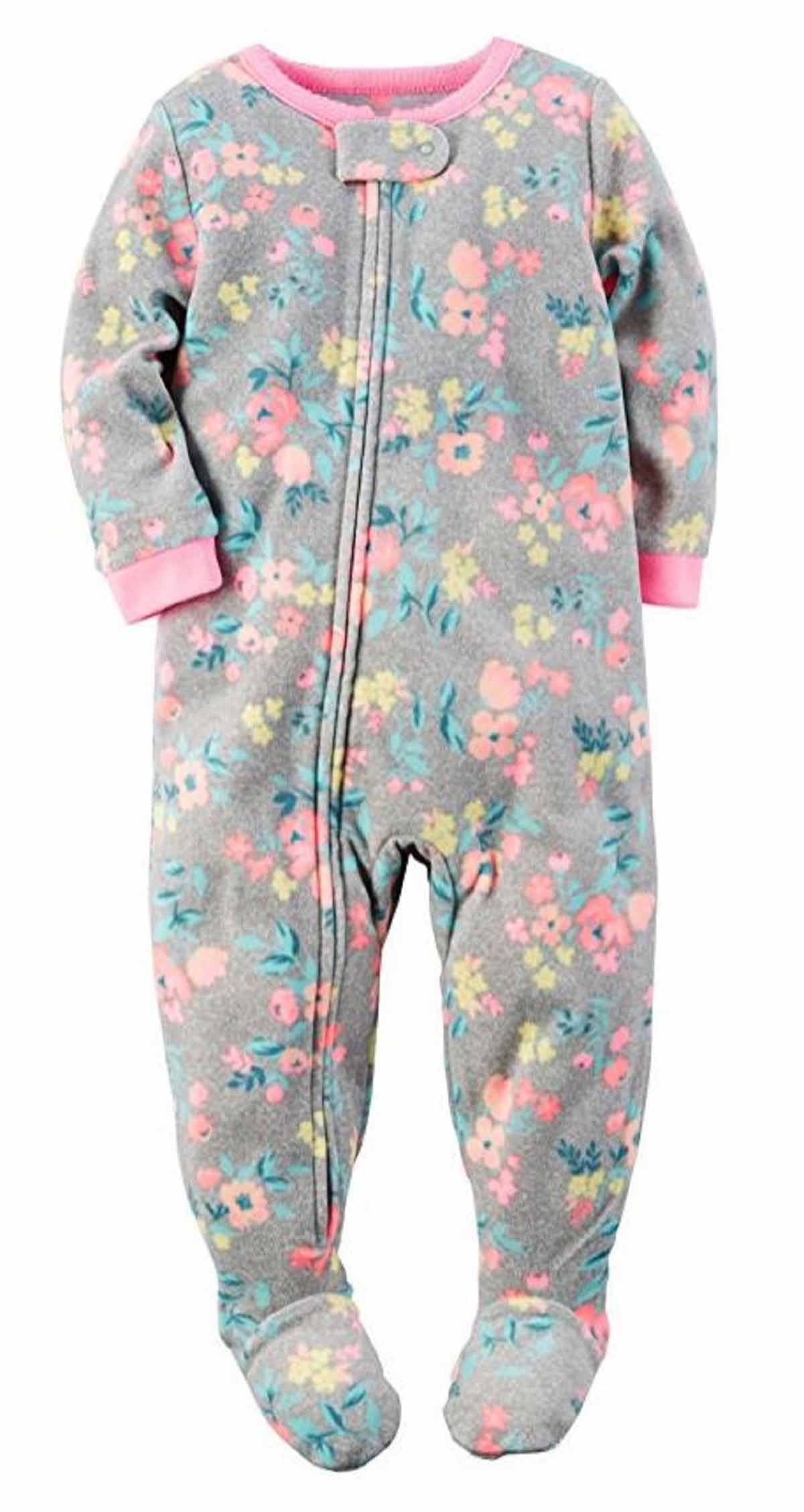 NEW Carter's Girl's Footed 1 Piece Zip Up Fleece Sleepwear Pajamas 
