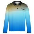 thumbnail image 4 of ZCFZJW Men's Long Sleeve Polo Shirts Fashion Color Block Golf Polo Shirts Casual Tie Dye Gradient Print Button up Lapel Collar Tennis Shirt Tops Light Blue XXL, 4 of 4