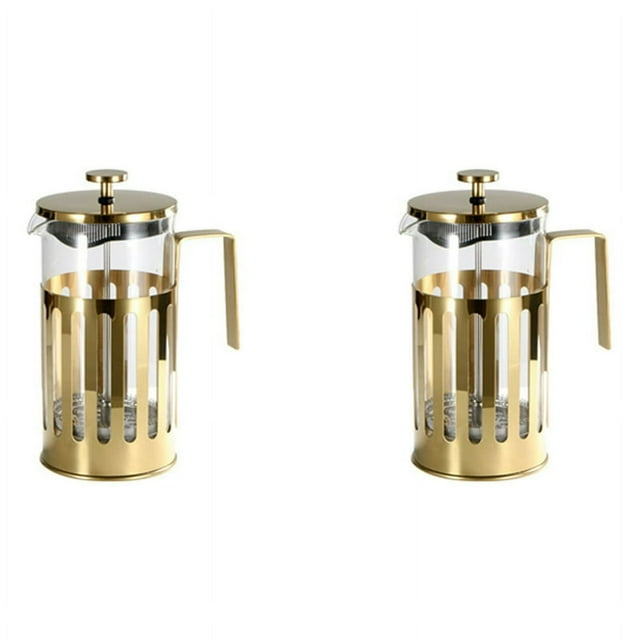 Dsseng 2X 350Ml French Press Coffee Pot Stainless Glass Coffee Maker Turkish Coffee Pot for Making Tea Coffee