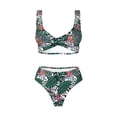 thumbnail image 4 of Rocae Tropical Leaves for Bikini Set for Women Two Piece Sexy High Swimsuits Split Crossover Bikini X-Large, 4 of 9