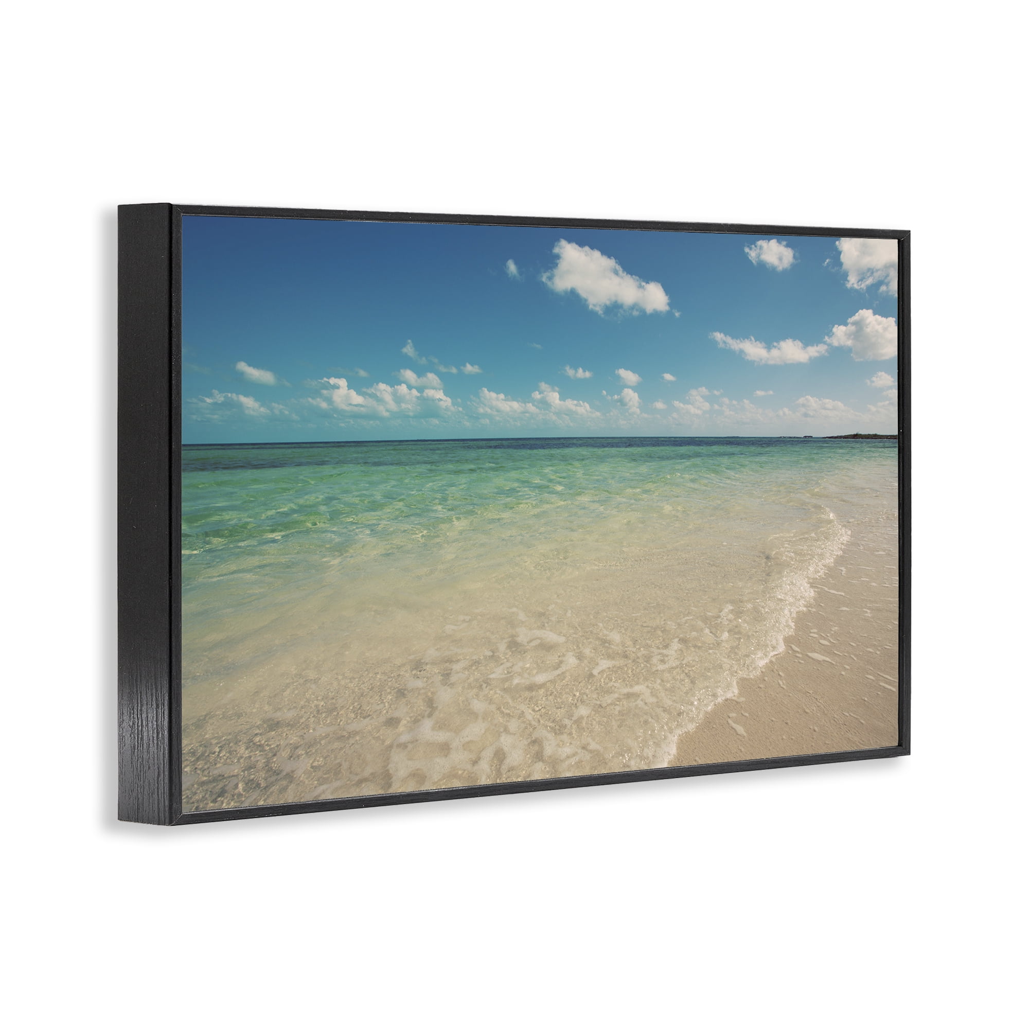 Stupell Industries Tranquil Coast Shore Coastal Photography Black Framed Art Print Wall Art, 30 x 20