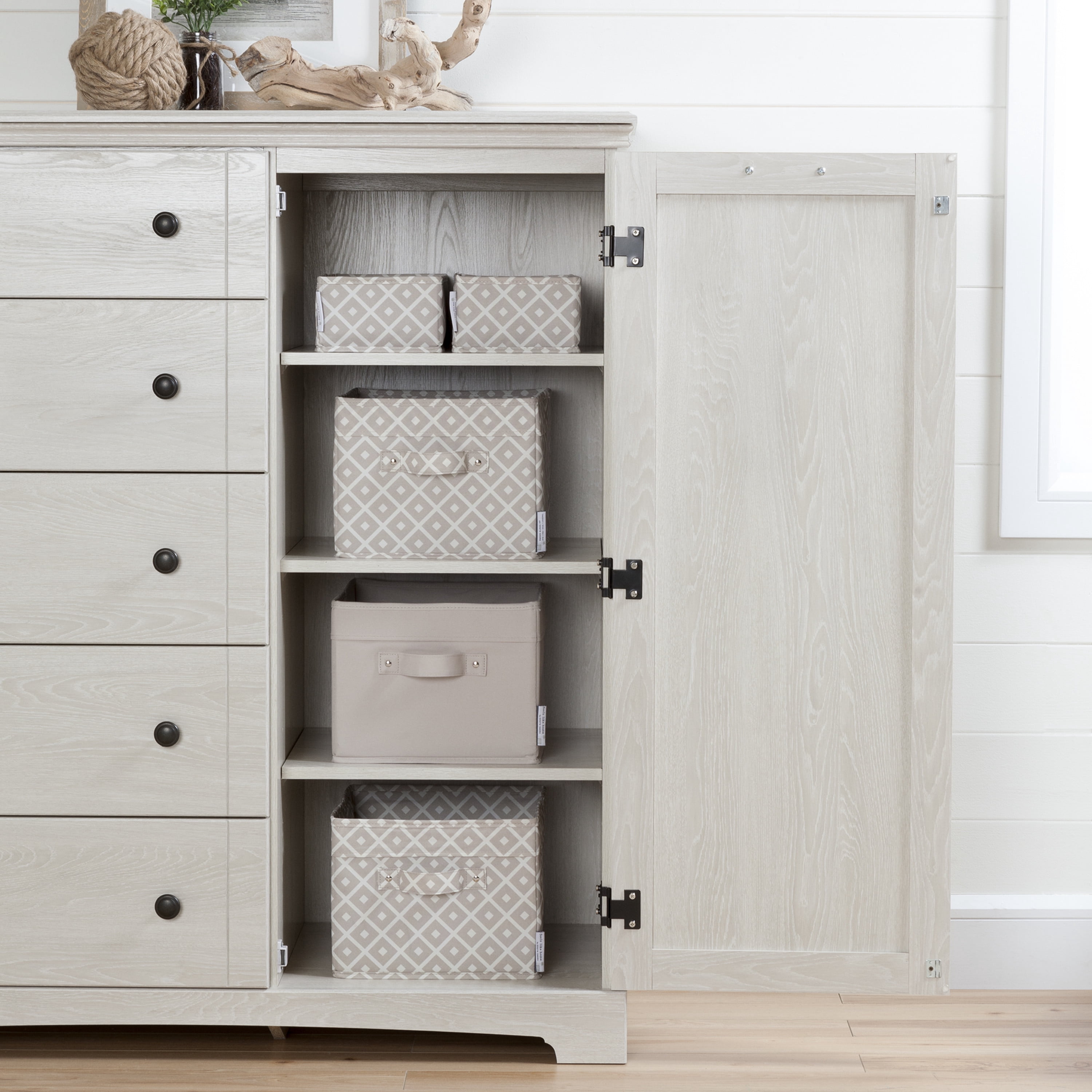 South Shore Lilak Coastal 5-Drawers Dresser Winter Oak
