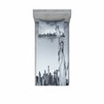 thumbnail image 2 of New York City Bedding Set with Sheet & Covers, Liberty New York City Famous American Monument Landscape Illustration, Printed Bedroom Decor 2 Shams, 4 Sizes, Grey, by Ambesonne, 2 of 3
