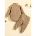 thumbnail image 3 of FOCUSNORM Newborn Baby 2 Pcs Fall Clothes Pants Set Baby Girl Boy Winter Ribbed High Neck Romper Pants Outfits Infant Clothing, 3 of 9
