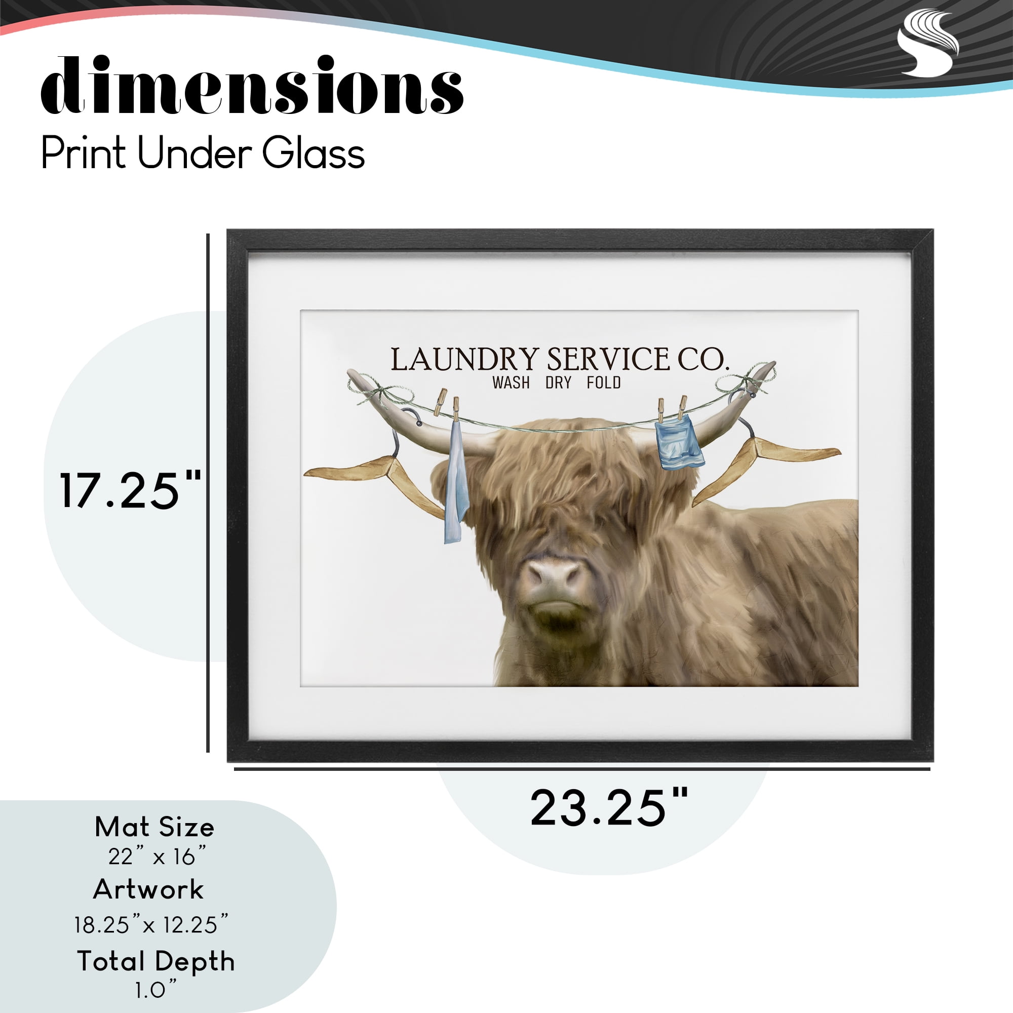 Laundry Service Cattle Black Framed Print Under Glass, design by Kim Allen