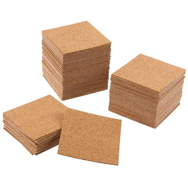 OUNONA 40PCS Selfadhesive Cork Coasters Squares Cork Mats Cork Backing